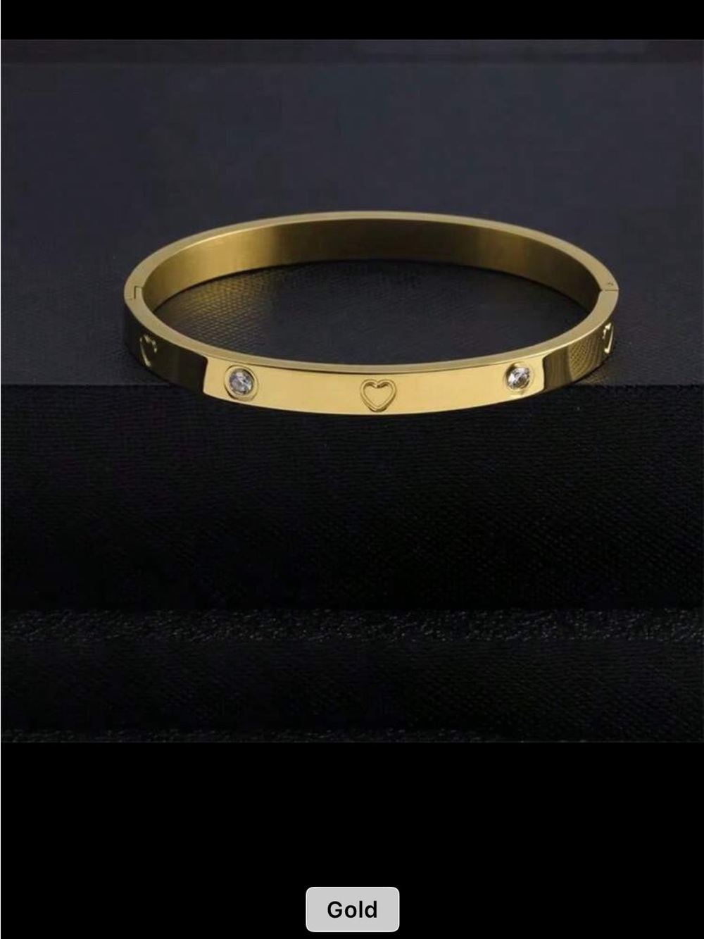 Affordable Fashion Finds Gold Heart & Crystal Accent Bangle Bracelet